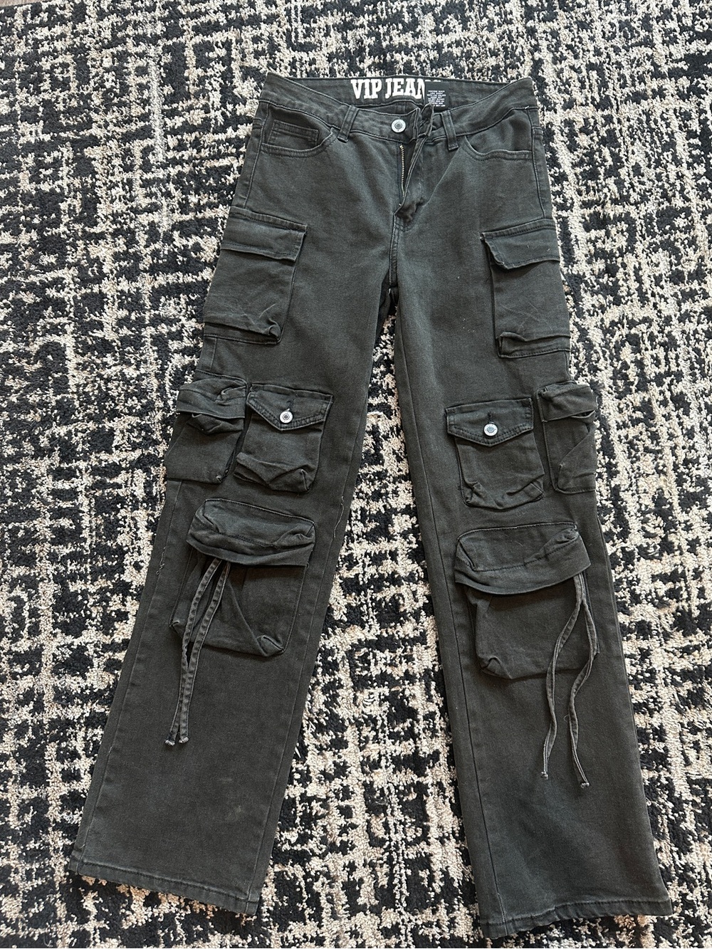New Black Cargo Pocket Pants